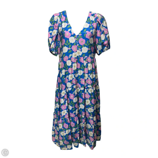 Puff Sleeve Midi Dress By English Factory In Floral Print, Size: 2X