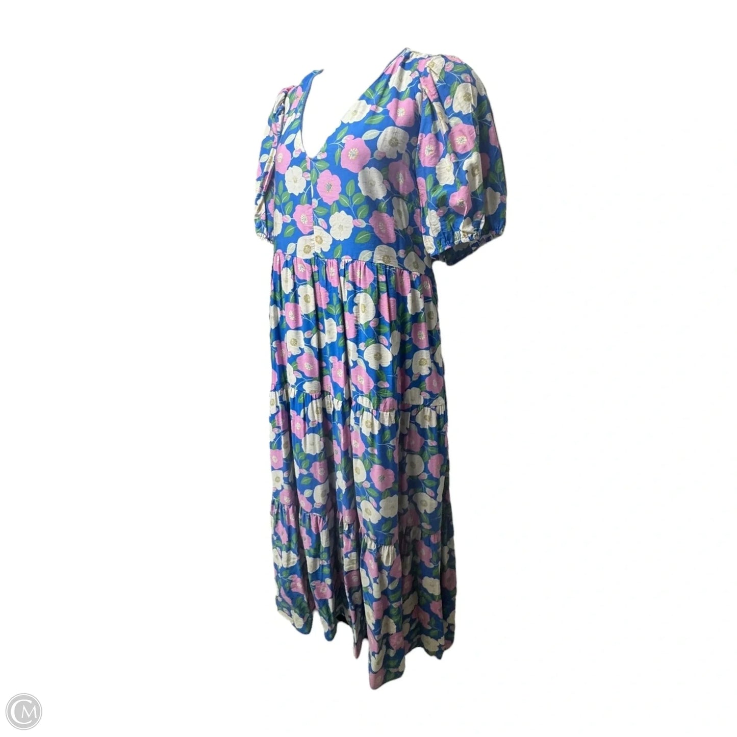 Puff Sleeve Midi Dress By English Factory In Floral Print, Size: 2X