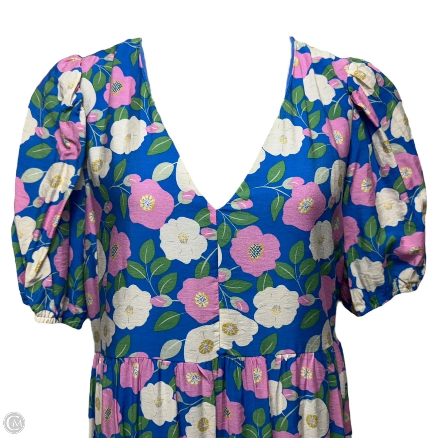 Puff Sleeve Midi Dress By English Factory In Floral Print, Size: 2X