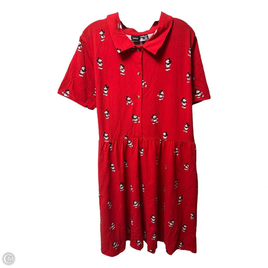 Vintage Mickey Button Front Dress By Cake Worthy x Disney In Red, Size: 3x