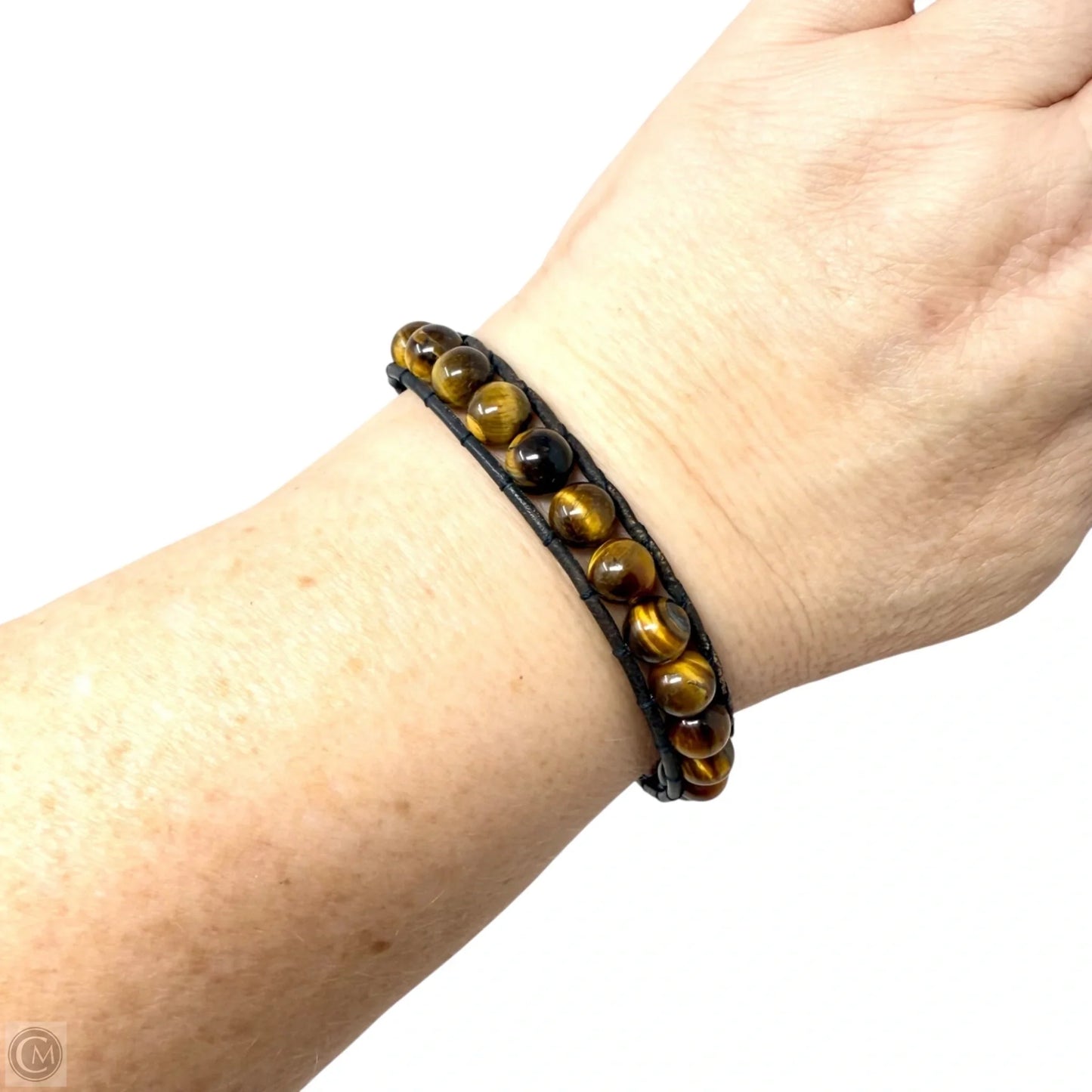 Tigers Eye & Leather Beaded Bracelet