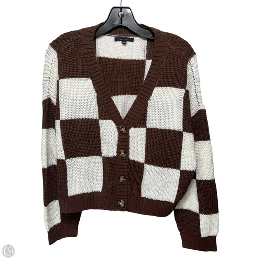 Sweater Cardigan By Love Tree In Checkered Pattern, Size: L