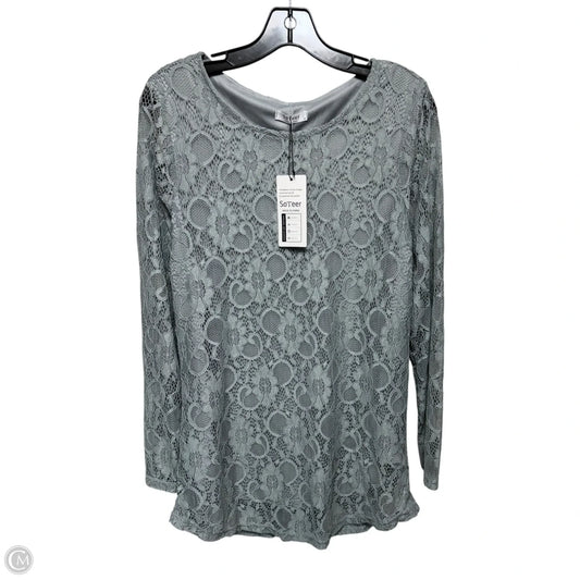 Lace Top Long Sleeve By Soteer In Grey, Size: M