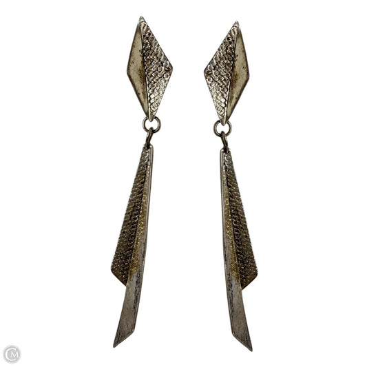 Long Hammered Sterling Silver Fan Earrings Stamped RB