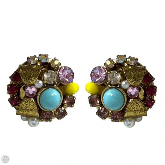 Bows & Crystal Cluster Stud Earrings By Betsey Johnson