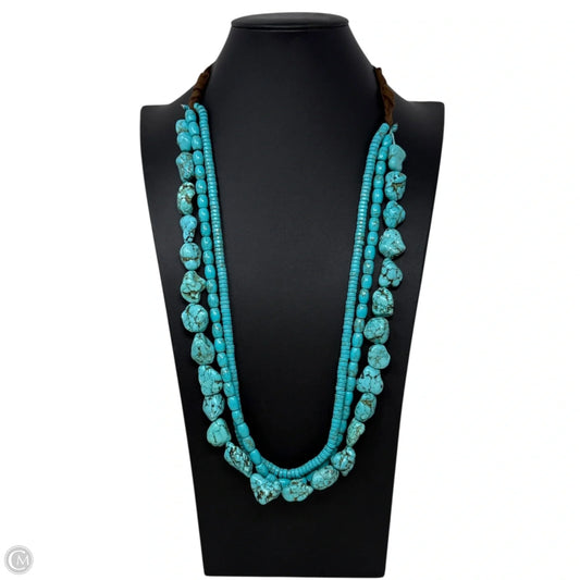 Turquoise & Leather Necklace & Cuff Bracelet Set By Lucky Brand