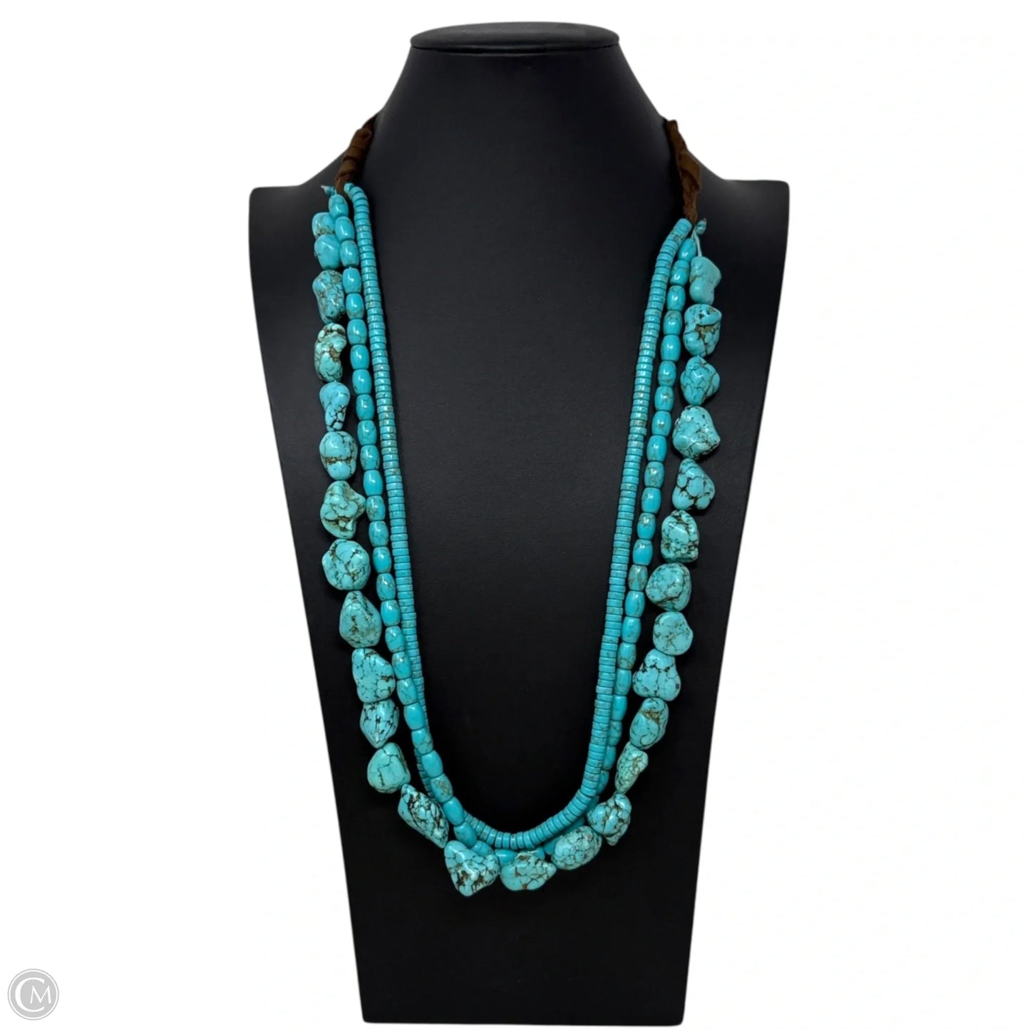 Turquoise & Leather Necklace & Cuff Bracelet Set By Lucky Brand