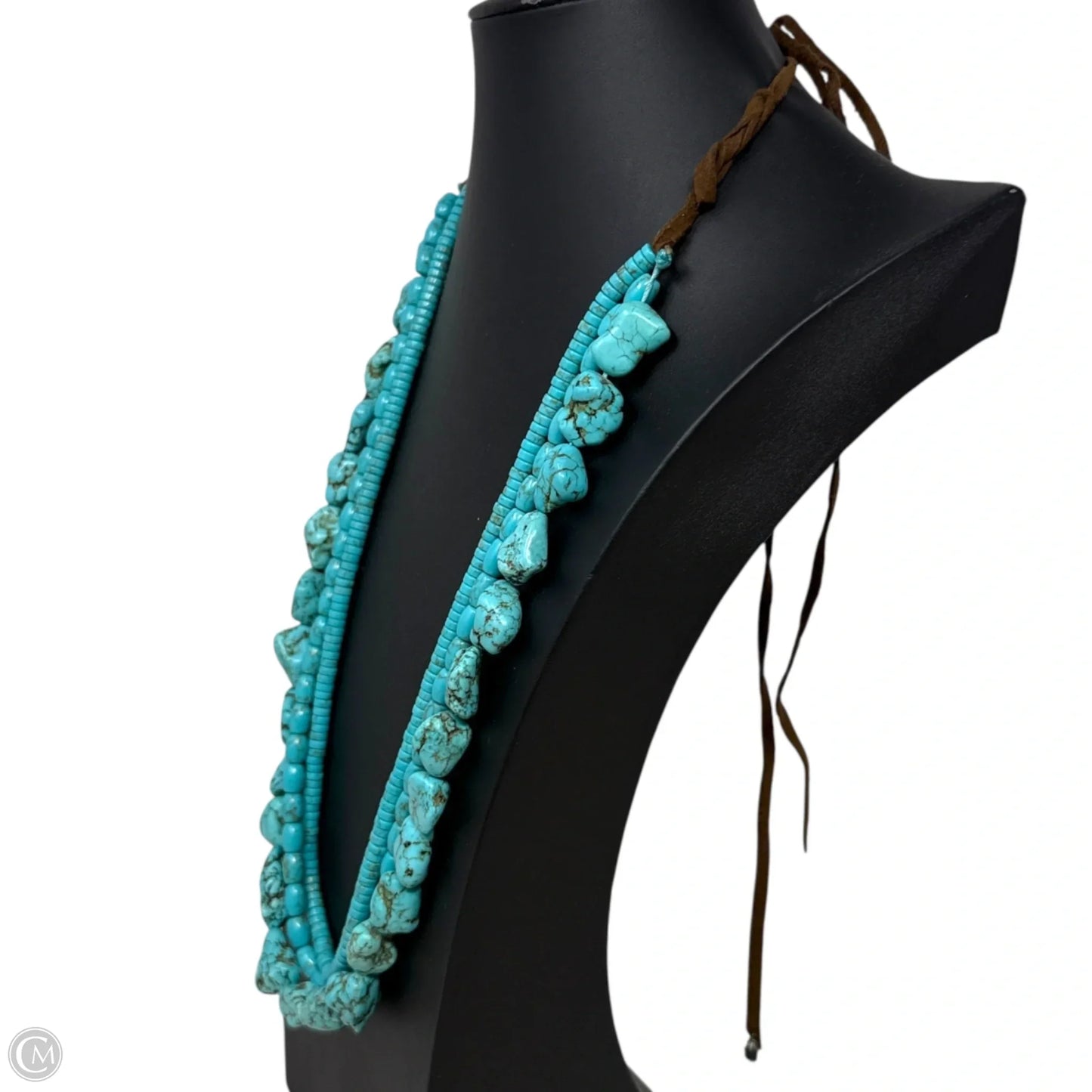 Turquoise & Leather Necklace & Cuff Bracelet Set By Lucky Brand
