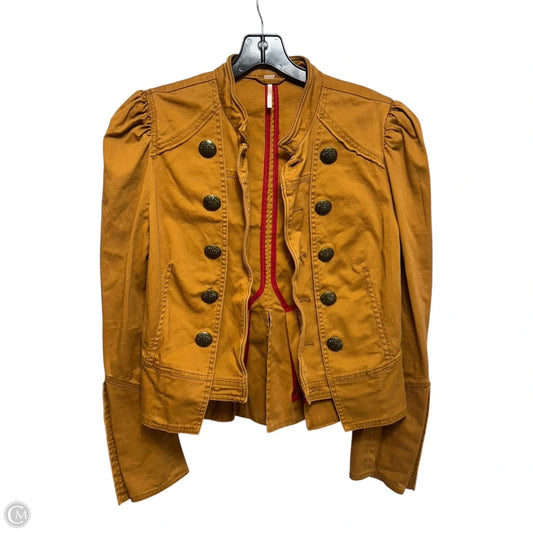 Structured Puff Sleeve Military Jacket By Free People In Gold, Size: S