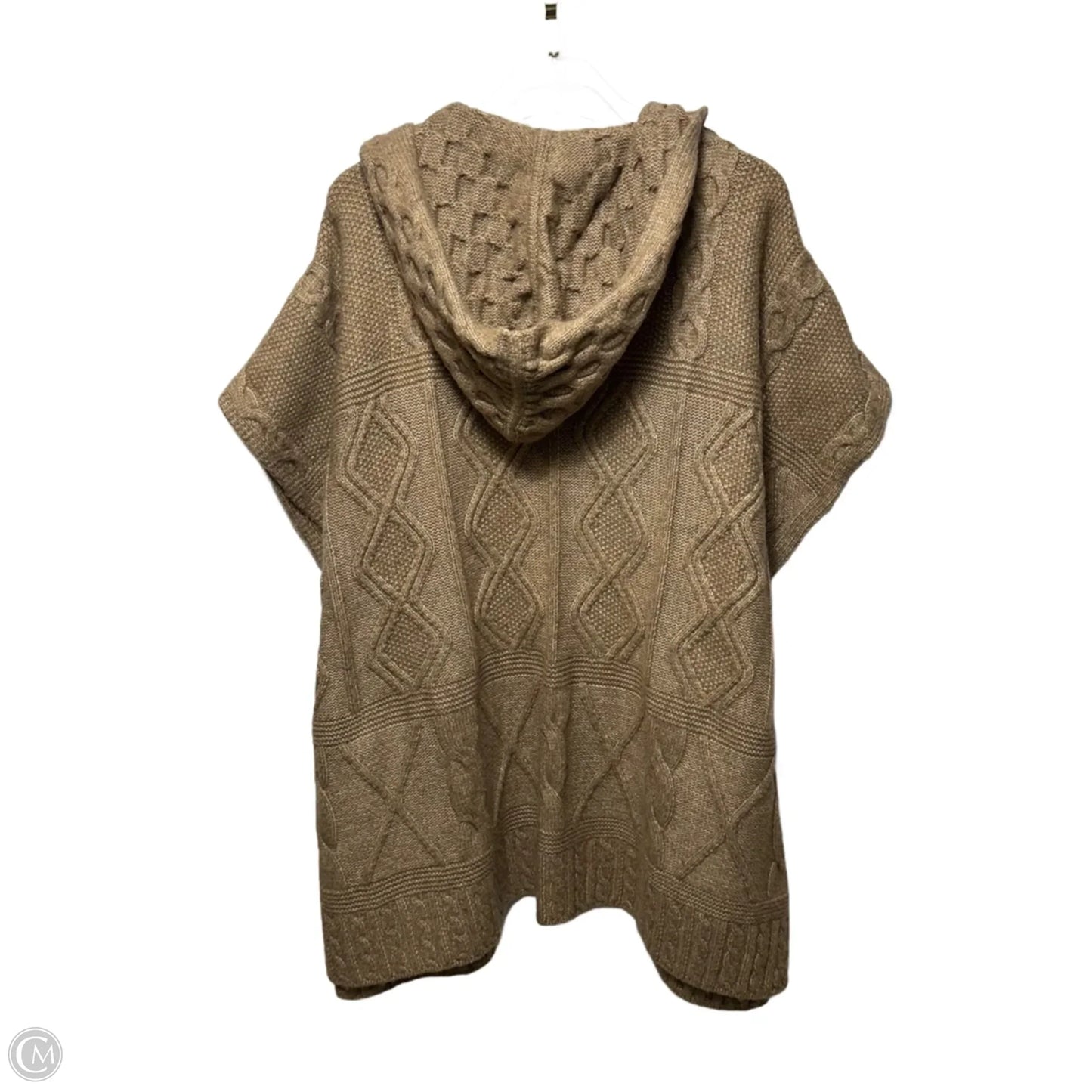 Hooded Open Front Cable Knit Sweater Poncho By Rachel Zoe In Tan, Size: Osfm