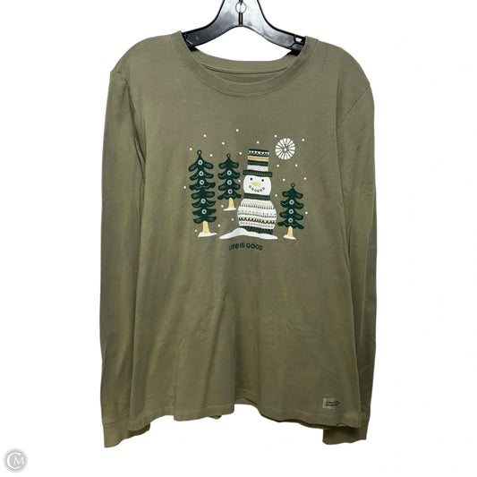 Top Long Sleeve By Life Is Good In Green, Size: L