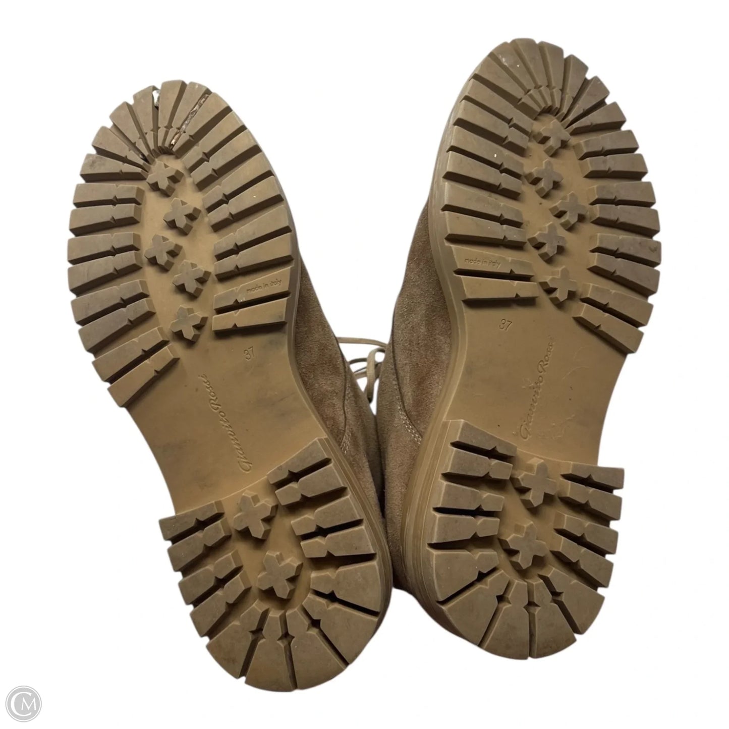Humphrey Suede Desert Ankle Boots Designer By Gianvito Rossi In Tan, Size: 7