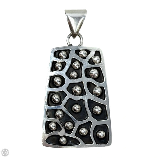 Sterling Silver Beautiful Beads & Stripes Geometric Pendant By Sergio’s Silver From Taxco