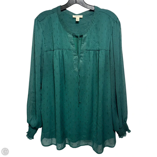 Blouse Long Sleeve By Tamara H In Green, Size: 2x