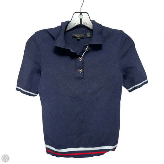 Knit Top Short Sleeve By Ted Baker In Blue, Size: 0