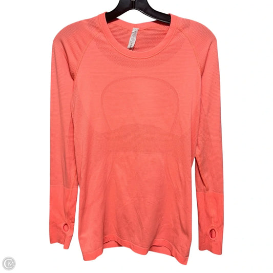 Athletic Top Long Sleeve Crewneck By Lululemon In Orange, Size: 8