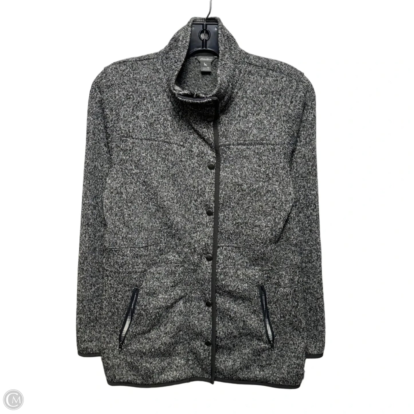 Jacket Fleece By Eddie Bauer In Black & Grey, Size: Xs