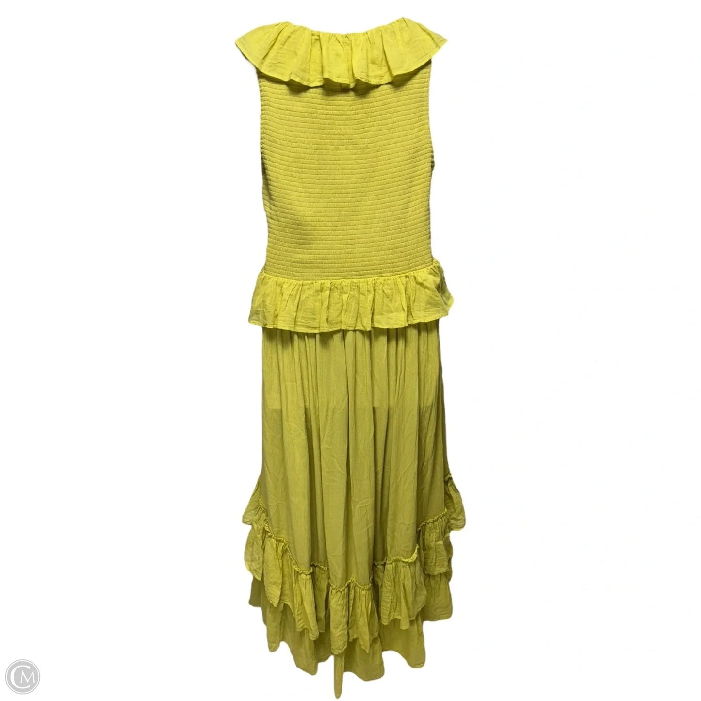 Sunsational High Low Ruffle Dress Casual Maxi By Free People In Chartreuse, Size: L