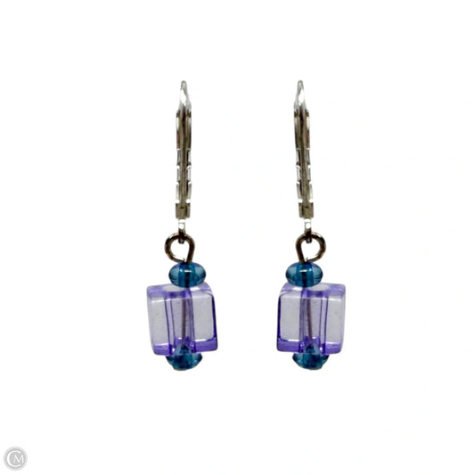 Square Purple & Blue Beaded Dangle Earrings
