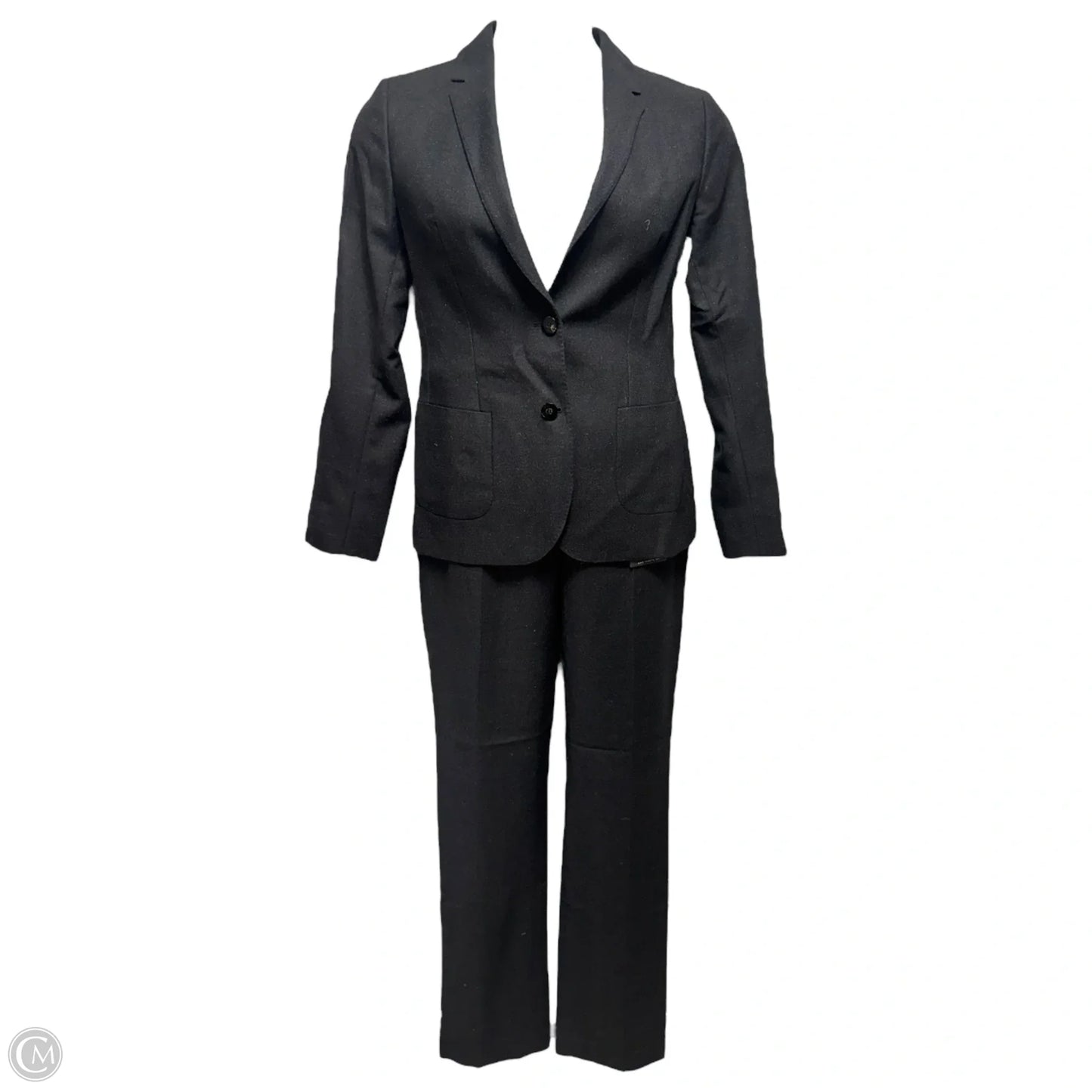 Italian Wool & Mohair Single Breasted Blazer & Trousers Suit 2 Piece Set By Tonello For Davide Cenci In Black, Size: 10