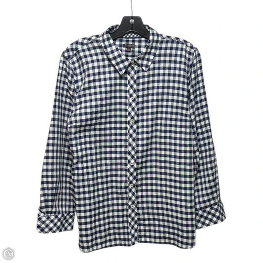 Top Long Sleeve By Talbots In Blue & White, Size: XLP