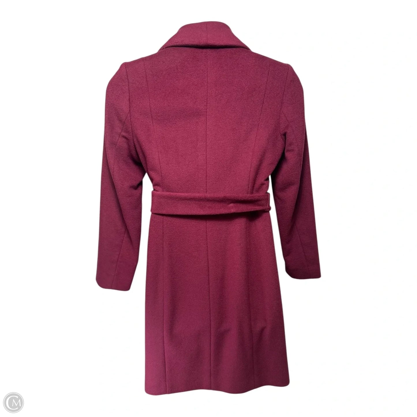 Coat Wool Blend By Cole-haan In Maroon, Size: 8