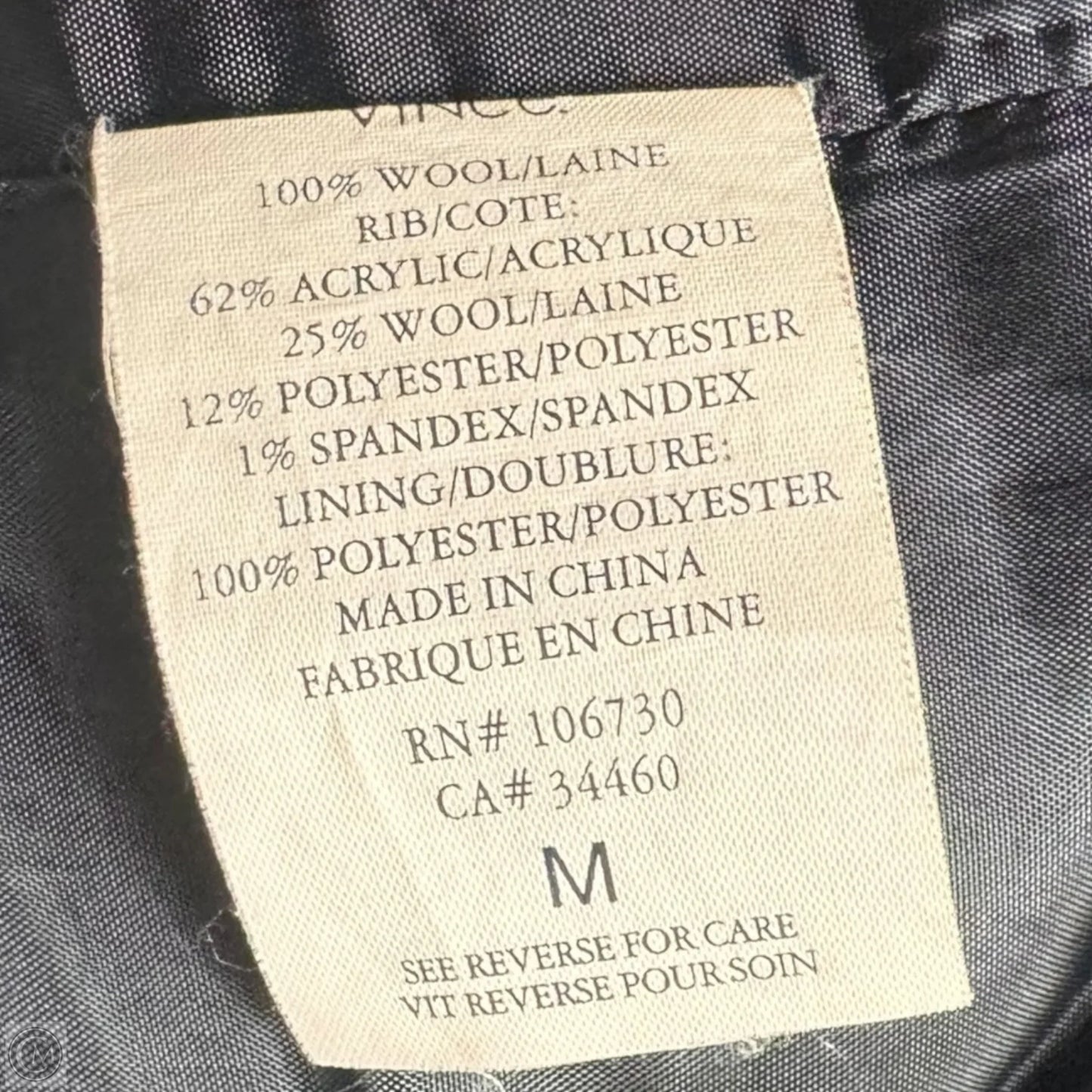Coat Wool By Vince In Blue, Size: M