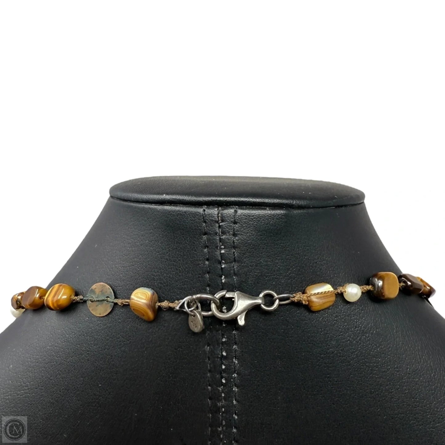 Sterling Silver, Tigers Eye, Quartz, Copper & Pearl Beaded Station Necklace By Silpada
