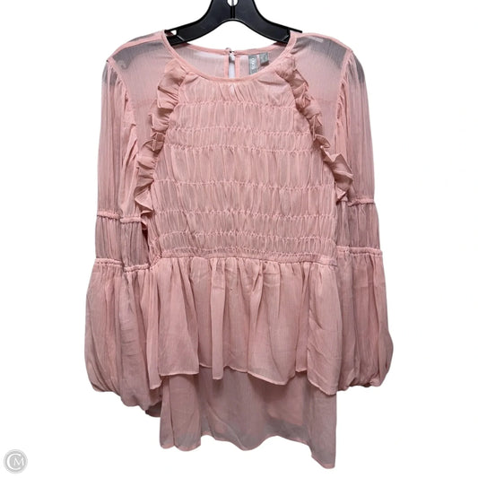 Blouse Long Sleeve By Asos In Pink, Size: 4