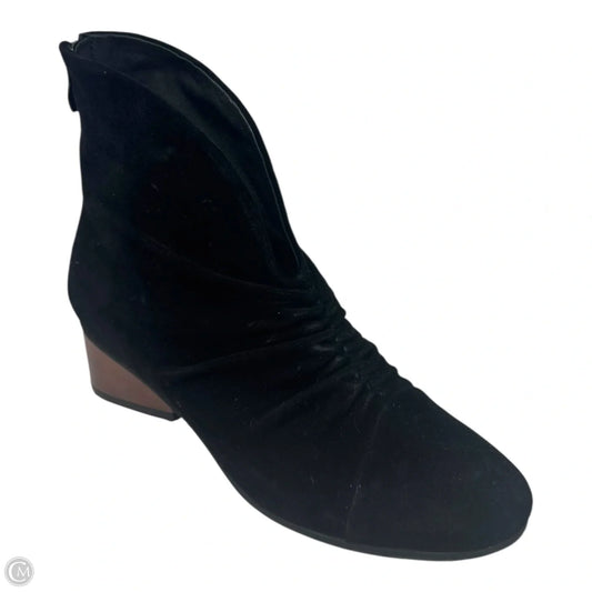 Ruched Suede Boots Ankle Heels By Antelope In Black, Size: 8.5