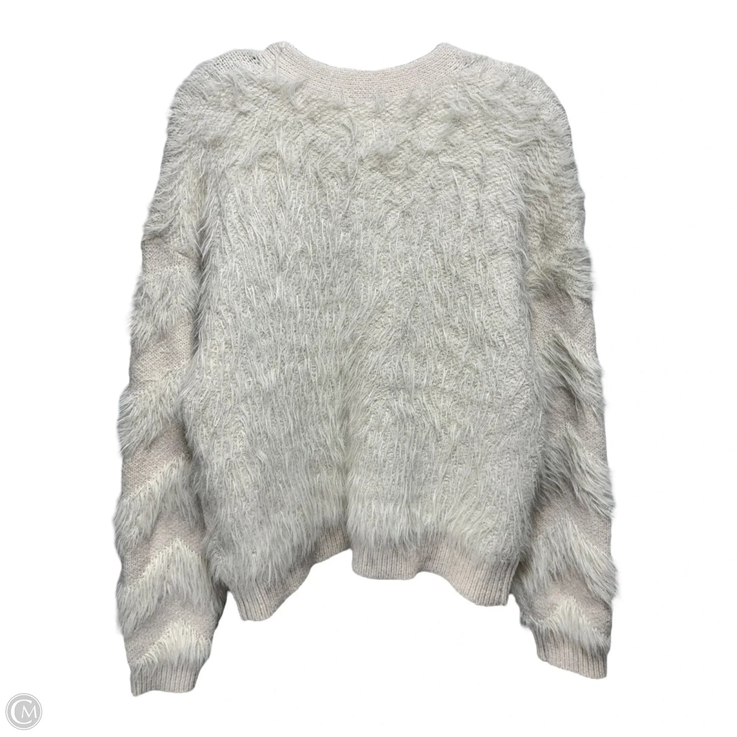 Delia Feather Stripe Sweater Cardigan By Sage In Cream, Size: M