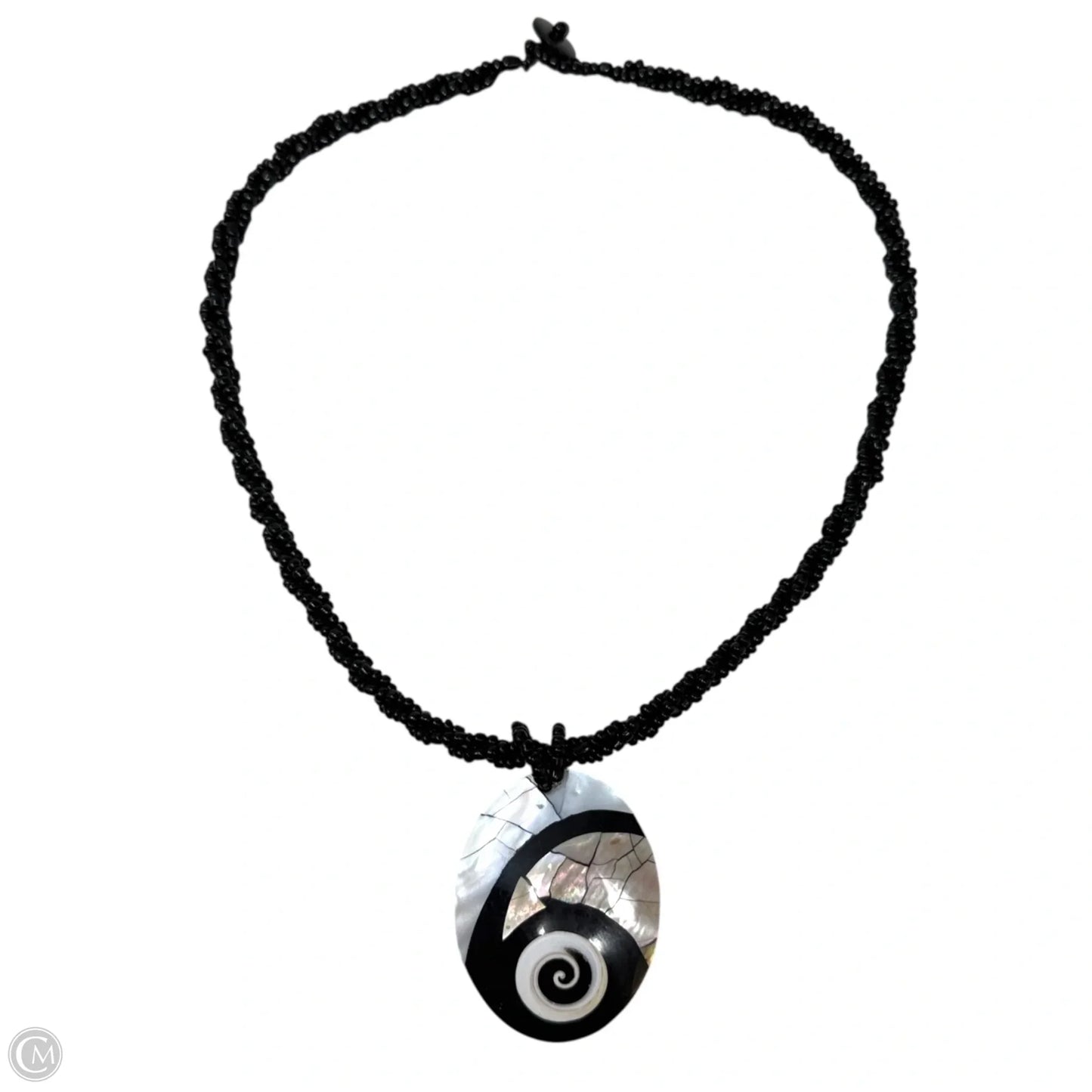 Mother of Pearl Shell Inlay Beaded Pendant Necklace