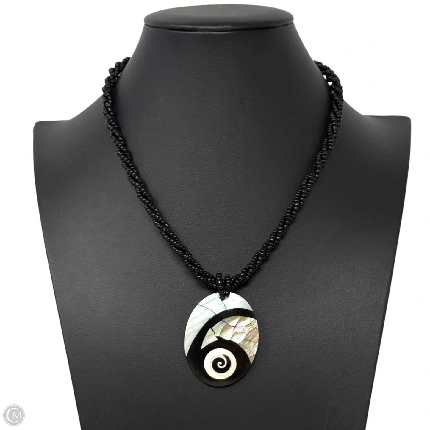 Mother of Pearl Shell Inlay Beaded Pendant Necklace