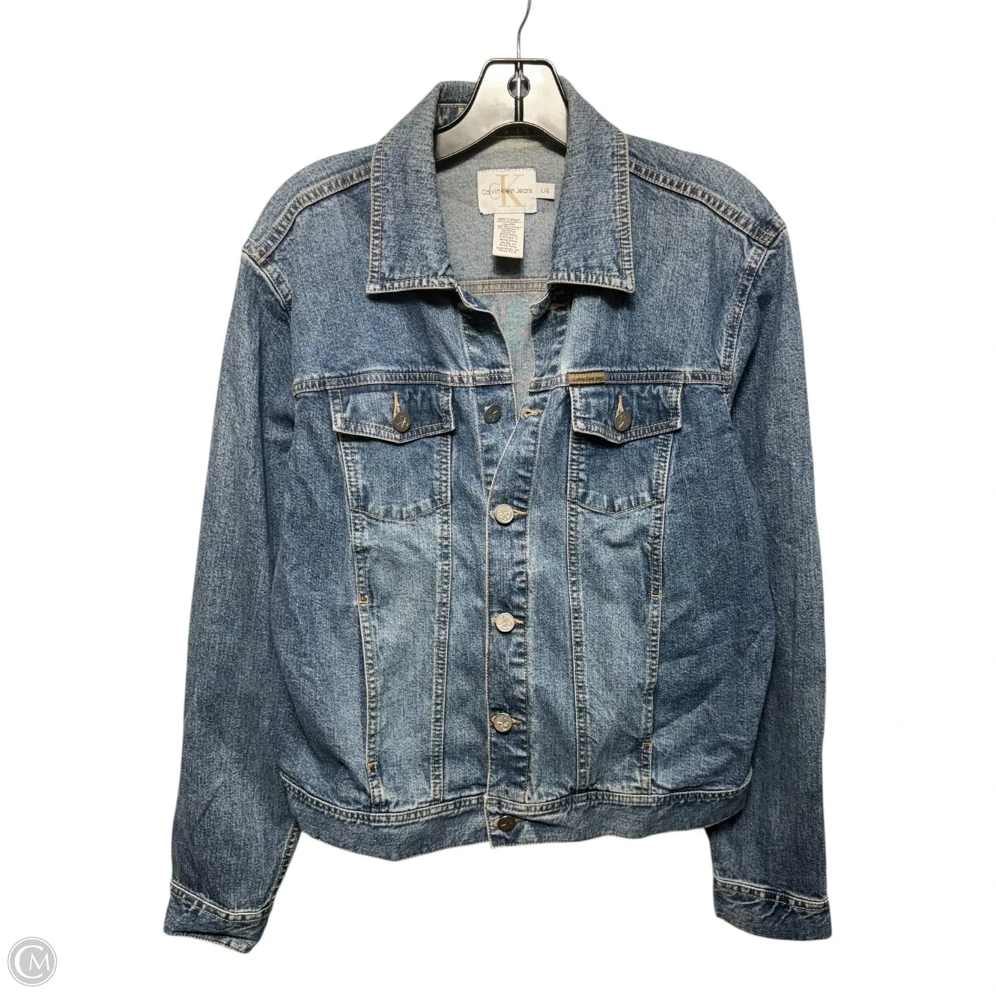 Jacket Denim By Calvin Klein In Blue Denim, Size: L