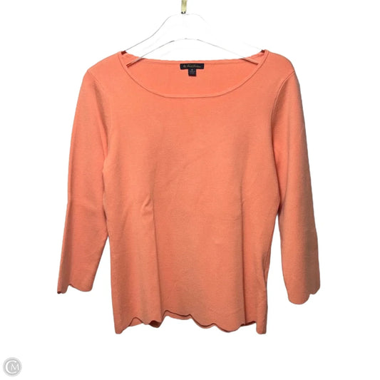 Scallop Hem & Neckline Sweater By Brooks Brothers In Orange, Size: M