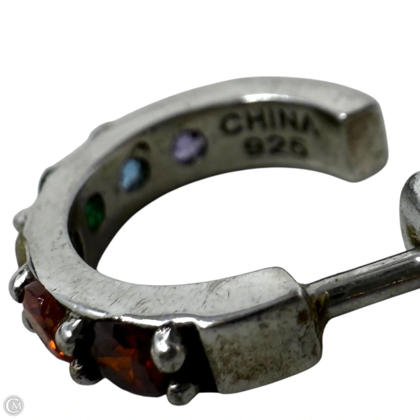 Sterling Silver Rainbow Crystal Hoop Earrings