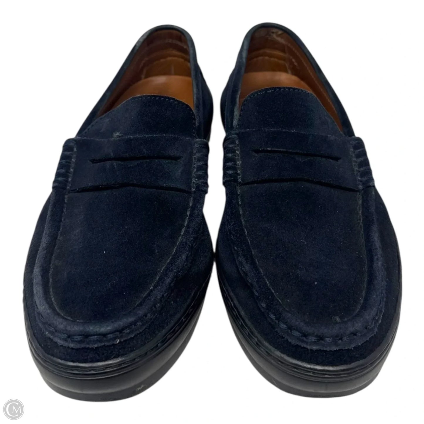 Vintage Suede Loafers Shoes Luxury Designer By Tods In Navy, Size: 7
