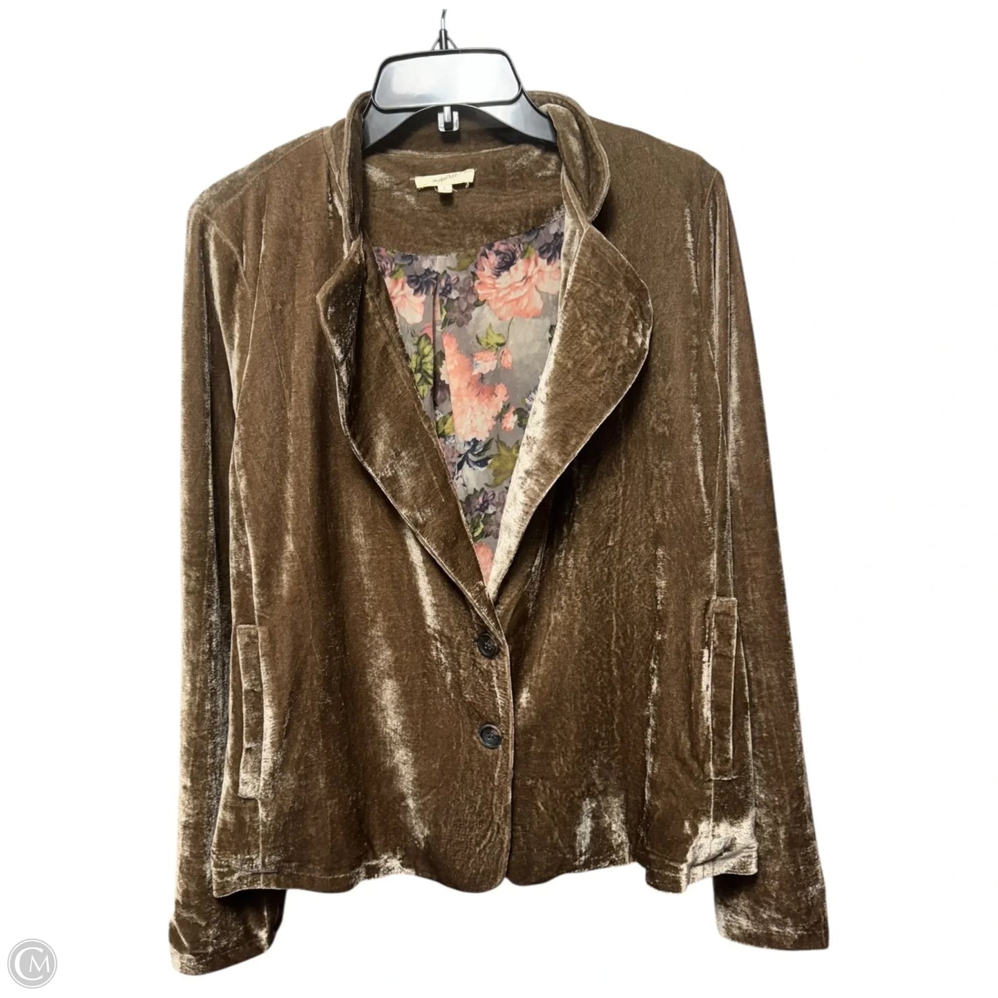 Velvet Blazer By Mystree In Bronze, Size: L