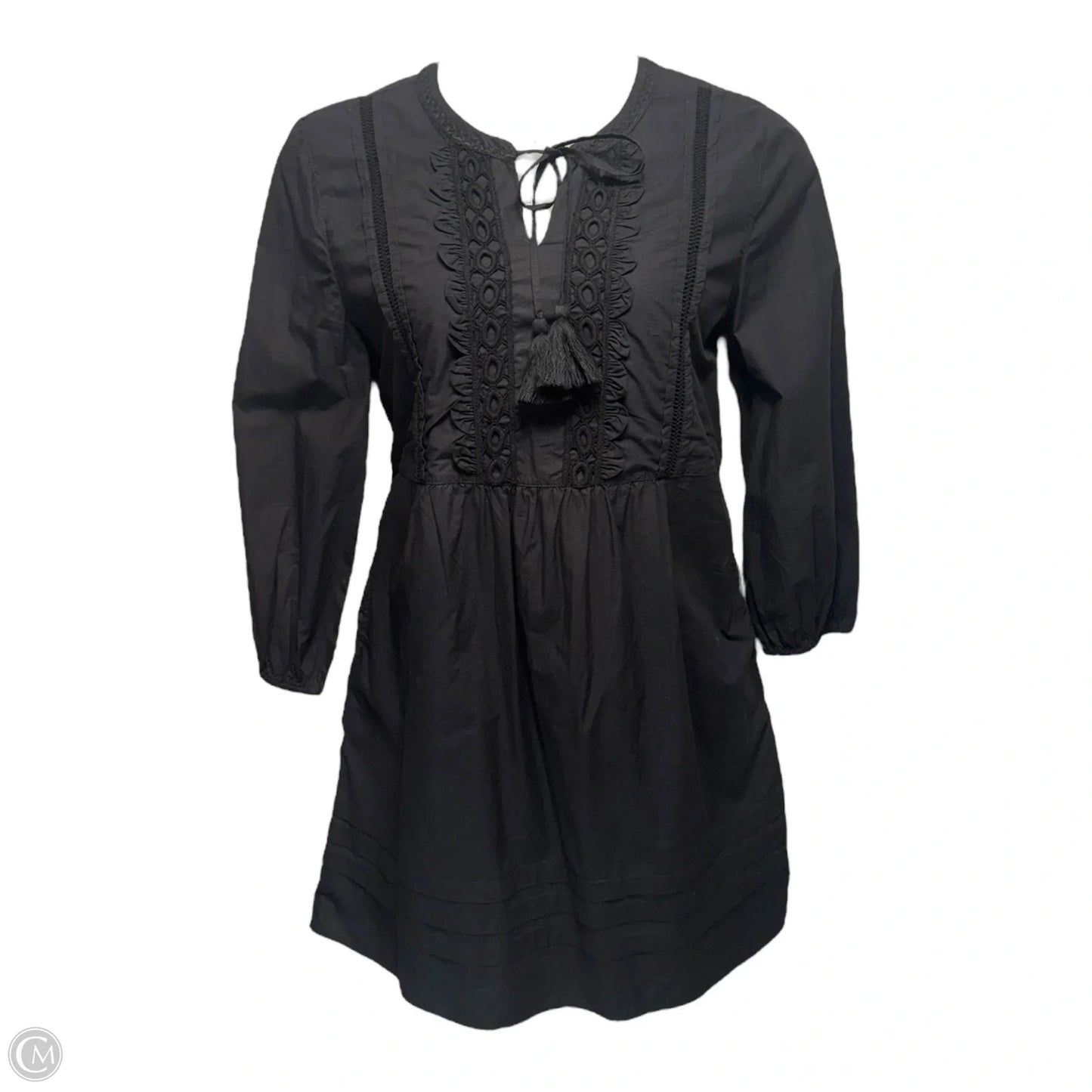 Salina Key Organic Cotton Poplin Split Neck Dress By Tommy Bahama In Black, Size: M
