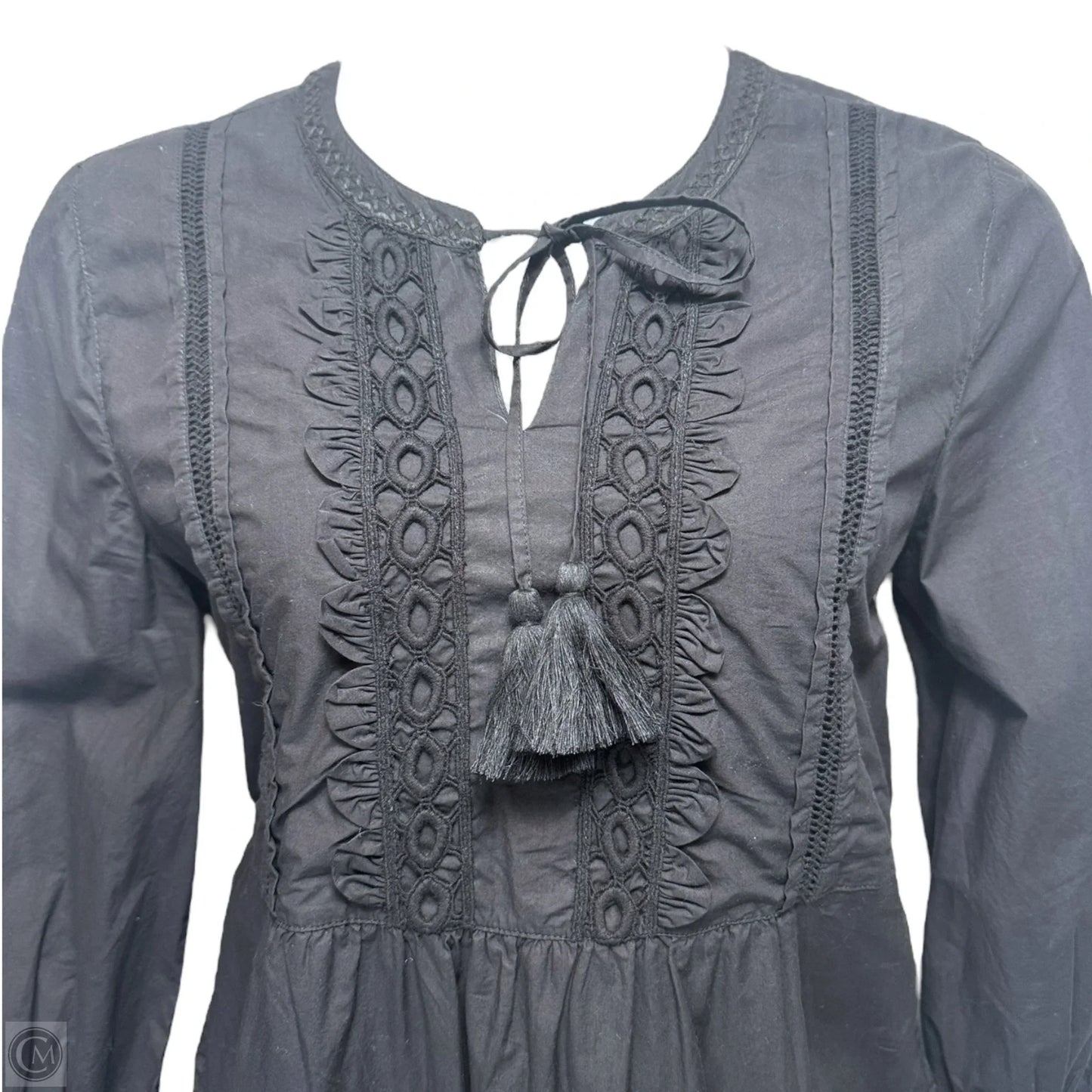 Salina Key Organic Cotton Poplin Split Neck Dress By Tommy Bahama In Black, Size: M