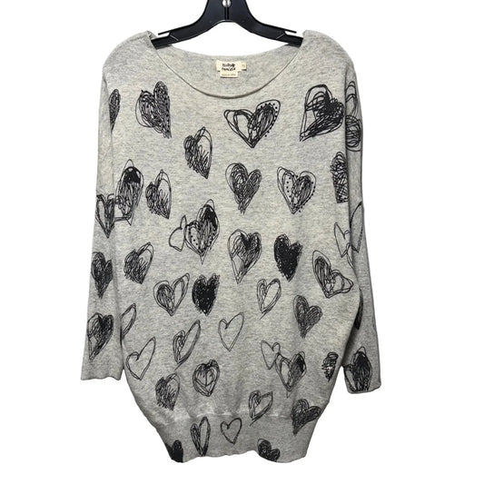 Heart Sweater By Molly Bracken In Black & Grey, Size: Osfm