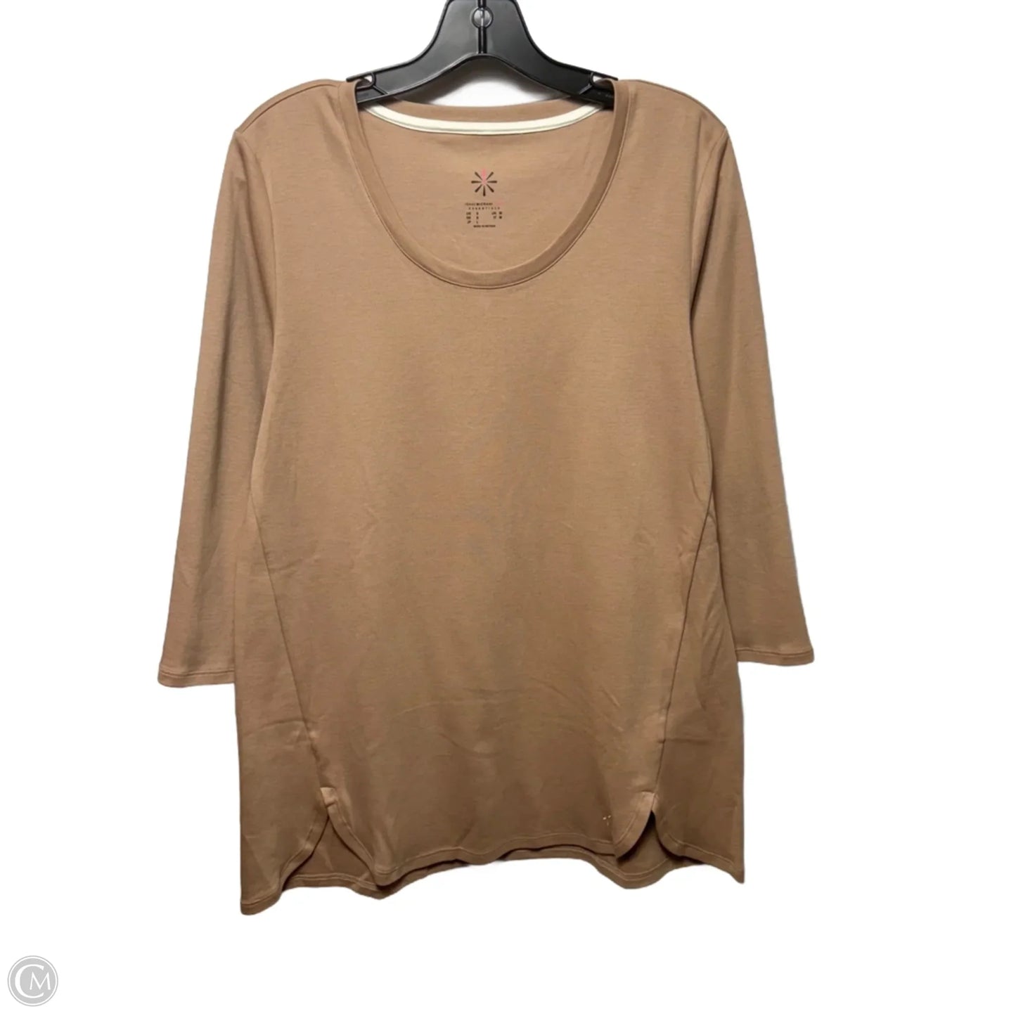 Top Long Sleeve Basic By Isaac Mizrahi In Tan, Size: L