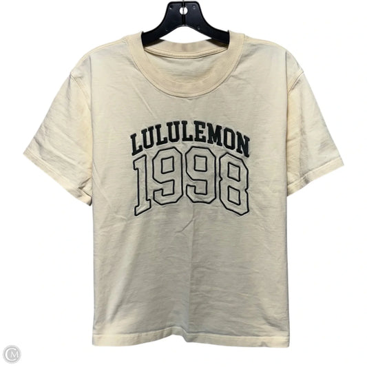 Athletic Top Short Sleeve By Lululemon In Yellow, Size: L