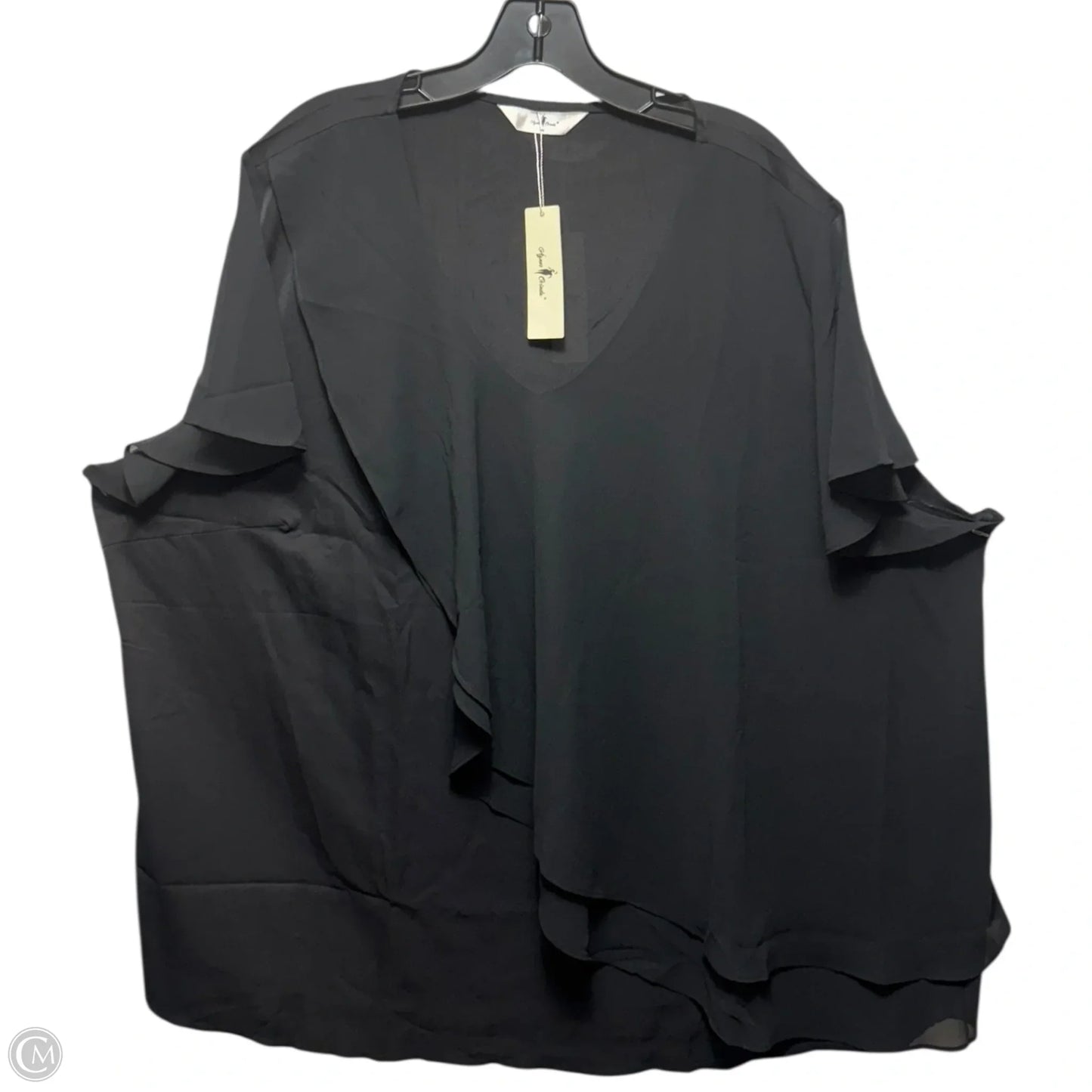 Top Short Sleeve By Agnes Orinda In Black, Size: 4x