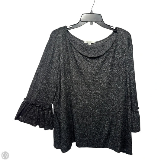 Top Long Sleeve By Green Envelope In Black & Grey, Size: 3x