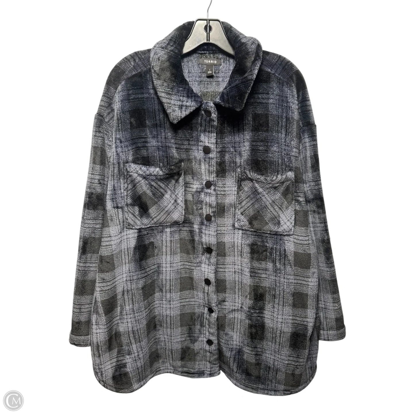 Jacket Fleece By Torrid In Plaid Pattern, Size: 1x