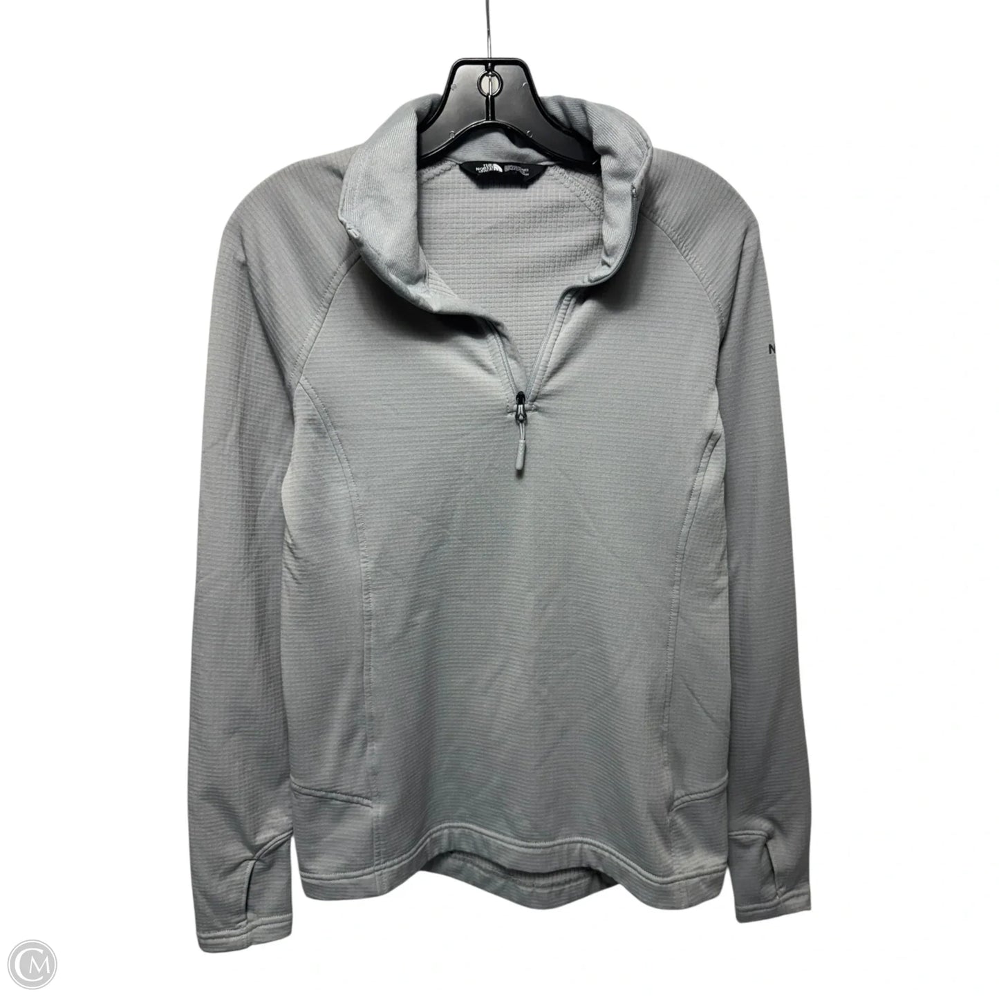Athletic Top Long Sleeve Collar By The North Face In Grey, Size: S