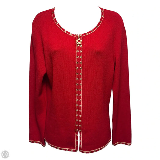 Sweater Cardigan Luxury Designer By St John Collection In Red, Size: 4