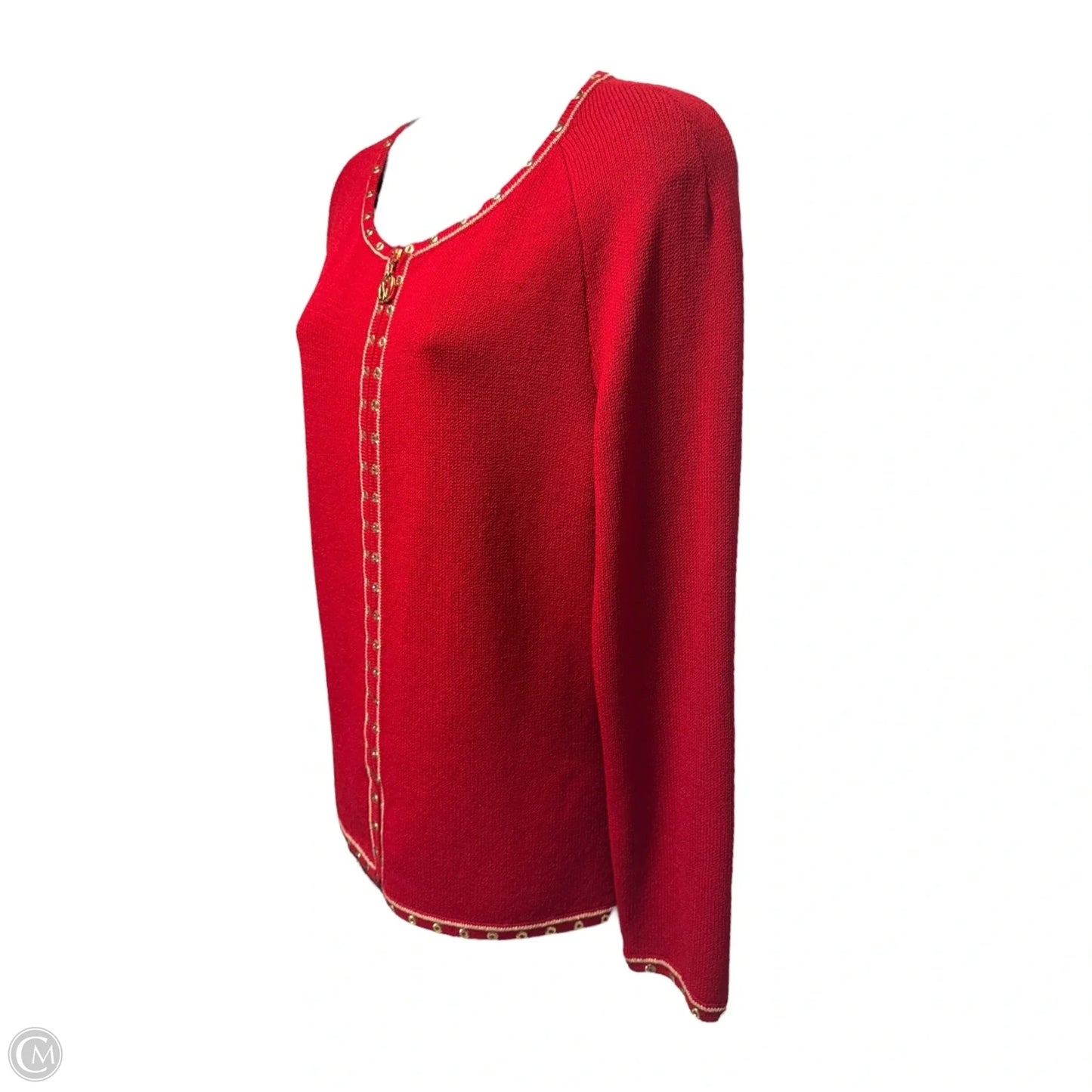 Sweater Cardigan Luxury Designer By St John Collection In Red, Size: 4
