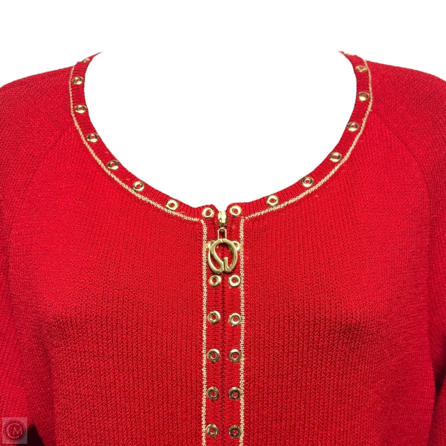 Sweater Cardigan Luxury Designer By St John Collection In Red, Size: 4